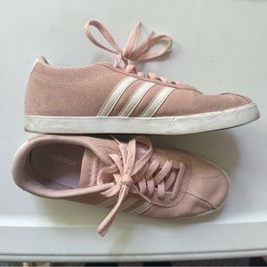 ADIDAS Neo blush pink suede triple stripe court shoes size 8.5